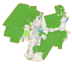 Mapa konturowa gminy Suchedniów, na dole znajduje się punkt z opisem „Michniów”