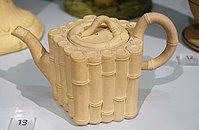 Caneware teapot in the form of cut bamboo, 1779-1780