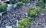 Venezuelans taking to the streets to protest the 2024 presidential election results in Caracas on 3 August 2024.