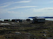 Umingmaktok, 20 June 1999. This is the other half of the community. There is no electricity except for that provided by portable generators. The aircraft landing strip is between the two halves.