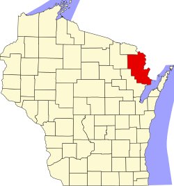 Karte von Marinette County innerhalb von Wisconsin
