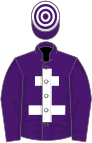 PURPLE, white Cross of Lorraine, hooped cap