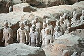 Warriors of the Terracotta Army; c. 214 BC; terracotta; height (average soldier): c. 1.8 m; Lintong District (Xi'an, Shaanxi, China)[191]