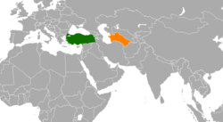 Haritada gösterilen yerlerde Turkey ve Turkmenistan