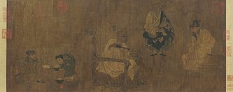 Xiao Yi Trying to Swipe the Lanting Scroll, Song (960–1279) copy of a Tang original painting.