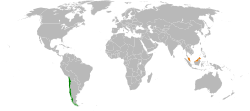 Map indicating locations of Chile and Malaysia