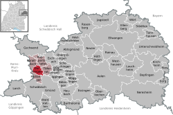 Elhelyezkedése Baden-Württemberg térképén