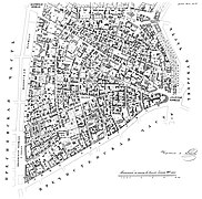 Arbat part (sheet 2) from "Atlas of the Capital City of Moscow" by A. Khotev (1852-1853)