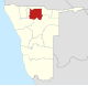 Lage der Region Oshikoto in Namibia