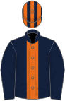 Dark blue, orange stripe, striped cap