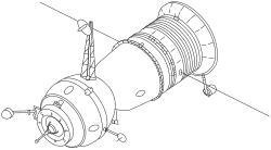 A diagram of the Soyuz 7K-T spacecraft