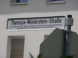 Straßenschild Theresia-Winterstein-Straße in Würzburg