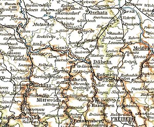 Lage der Amtshauptmannschaft Döbeln 1905