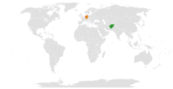 Map indicating locations of Afghanistan and Germany