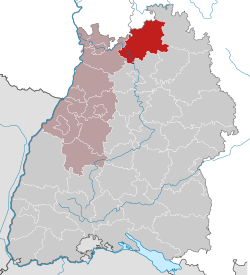 Elhelyezkedése Baden-Württemberg térképén