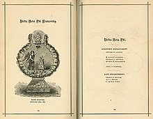 Phi Beta Phi escutcheon and entry from the University of Pennsylvania archives, 1879