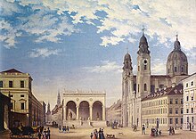 Feldherrnhalle mit Theatinerkirche München vor 1888