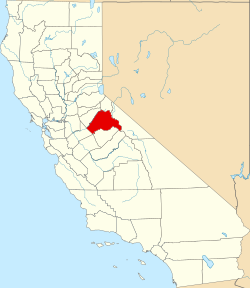 Karte von Tuolumne County innerhalb von Kalifornien