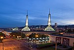 The statue is located outside the Oregon Convention Center