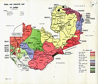 5. A tribal linguistic map of Zambia, date unknown - Zambia - clicked on 96,468 x - Maps from the African Studies Centre (Leiden)