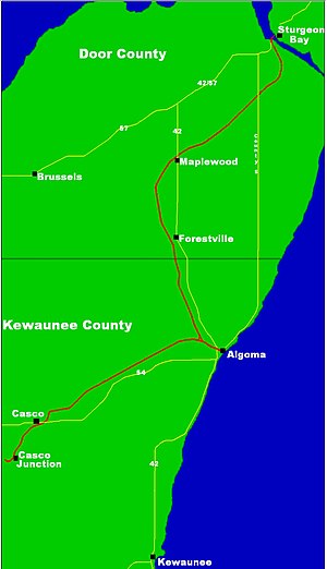 Route of Ahnapee and Western Railway/Ahnapee trail.