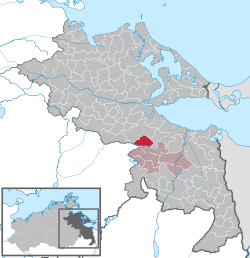 Elhelyezkedése Mecklenburg-Elő-Pomeránia térképén