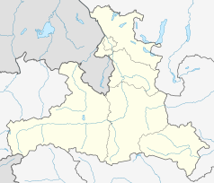 Mapa konturowa kraju związkowego Salzburga, blisko centrum na lewo znajduje się punkt z opisem „Saalbach-Hinterglemm”