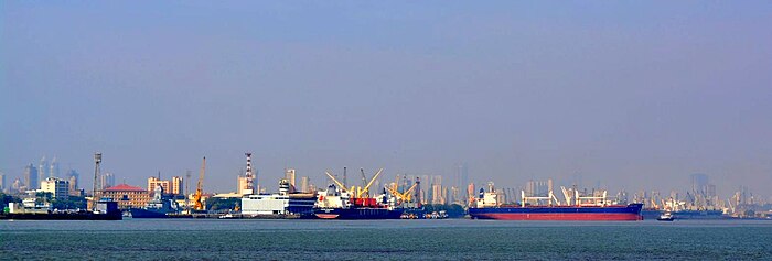 Ships at a busy port