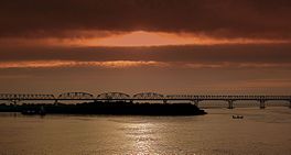 The bridge as night falls