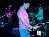 Lætitia Sadier of Stereolab playing a Moog synthesizer during a live performance