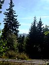 Blick zum Brocken von der Wegkreuzung am Kruzifix