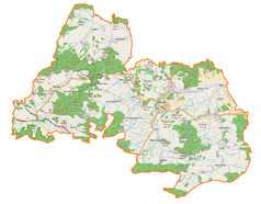 Mapa konturowa gminy Bolków, po lewej znajduje się punkt z opisem „Mysłów”