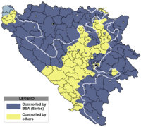 Χάρτης με σύγκριση εδαφών, όπου φαίνεται ότι στην διάρκεια του πολέμου η Σερβική Δημοκρατία ήλεγχε περισσότερα εδάφη από ότι το σημερινό ομόσπονδο κράτος