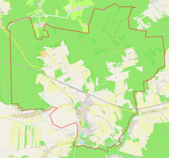 Mapa konturowa Osiecka, blisko centrum po prawej na dole znajduje się punkt z opisem „miejsce zdarzenia”