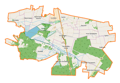 Mapa konturowa gminy Tarnawatka, w centrum znajduje się punkt z opisem „Tarnawatka”