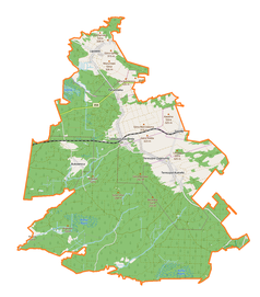 Mapa konturowa gminy Tereszpol, blisko centrum u góry znajduje się punkt z opisem „Poręby”