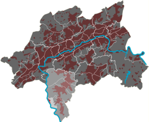 Lage des Quartiers Kohlfurth im Stadtbezirk Cronenberg