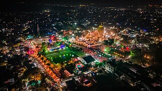 Birds eye view of Bindu Sagar and Lingaraj Temple in MahaShibaratri, 2023