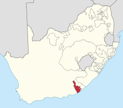 Ciskei'nin Güney Afrika'daki konumu