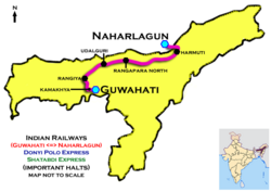 (Guwahati–Naharlagun) Shatabdi Express route map