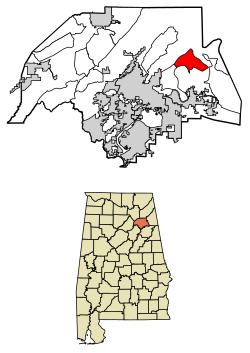 Location of Coats Bend in Etowah County, Alabama.