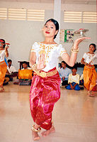 A traditional Khmer dancer wearing a sampot in Cambodia