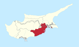 Larnaka kazası'nın Kıbrıs Cumhuriyeti'ndeki konumu