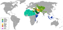 Κατανομή των Σουνιτικών, Σιιττικών και Ιμπάντι κλάδων του Ισλάμ