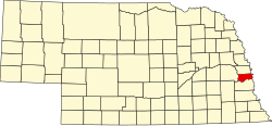 Karte von Sarpy County innerhalb von Nebraska