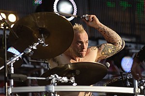 Mark Richardson playing with Skunk Anansie at Rock on the Volga River in 2011