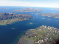 The village in the lower right corner.