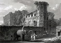 Bara Katra, etching by Sir Charles D'Oyly in 1823