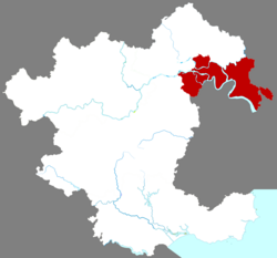 Location of Rongcheng in Jieyang