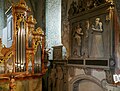 The right half of the organ and the south wall